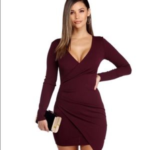 PLUM ALL WRAPPED UP ASYMMETRIC DRESS